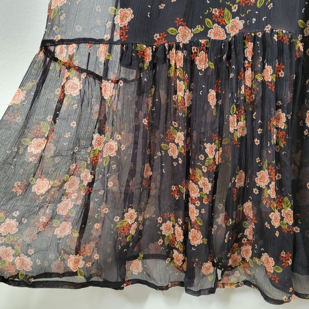 Star Mela Floral Maxi Dress Womens Medium Black Sheer Overlay Whimsigoth Fairy - Picture 7 of 10